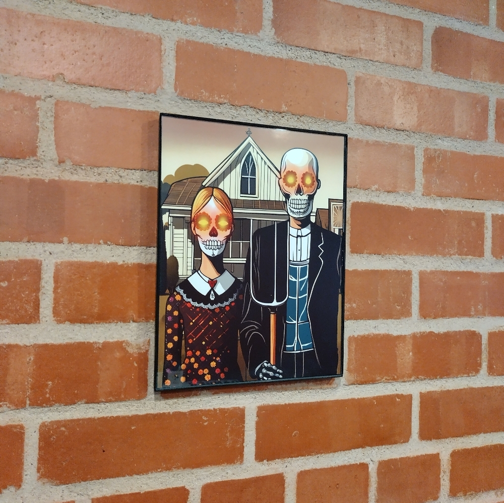 Day Of The Dead American Gothic Framed Art Print By Neon Nicho